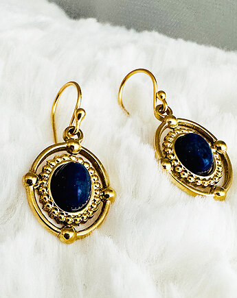 Kolczyki z  lapis lazuli, granatowe kolczyki stal szlachetna, Anemon Atelier