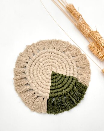 Podkładka makramowa Beż+zieleń, wu handmade