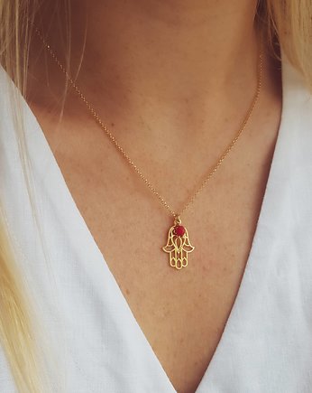 Naszyjnik hamsa z czerwonym koralem, MiO sasso