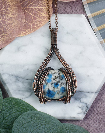 Miedziany wisiorek wire wrapping z kamieniem K2 #535, Spirit Of Copper