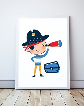Pirat, styl marynarski, plakat dla chłopca, Wallie Studio Dekoracji