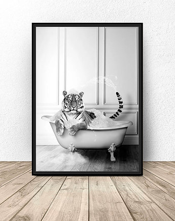 Plakat do łazienki "Tygrys w wannie", scandiposter