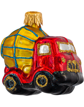 Bombka choinkowa szklana ręcznie malowana: Betoniarka: mini, Syn Bombkarza