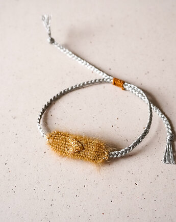 Bransoletka tkana na sznurku z haftowanym serduszkiem, Słońcem Tkane