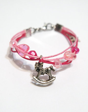 Bransoletka - Konik na biegunach - sznureczki, różowa, yenoo