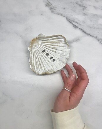 Ceramiczna Mydelniczka Handmade Muszelka Muszla Biała Matowa, Maison Fragile
