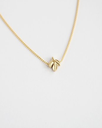 16k Gold Plated Tiny Leaf Necklace, Le Boho Bleu