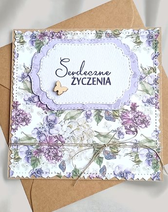 Serdeczne życzenia : fiolet : uniwersalna kartka, kaktusia