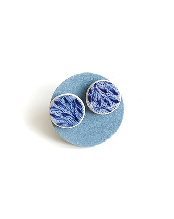 Kolczyki ceramiczne w kobaltowe wzory, biżuteria z talerzy