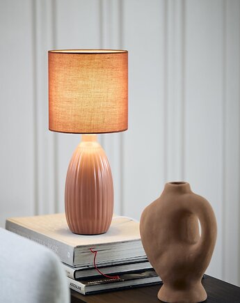 Ceramiczna lampa stołowa Uno w koralowym odcieniu, Elado