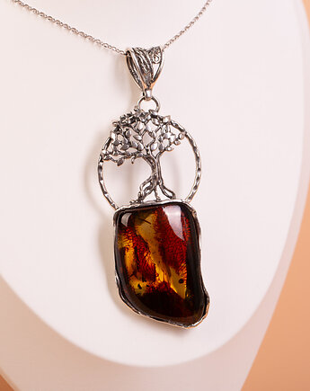 Wisiorek srebrny z naturalnym bursztynem bałtyckim, Andorii by Baco