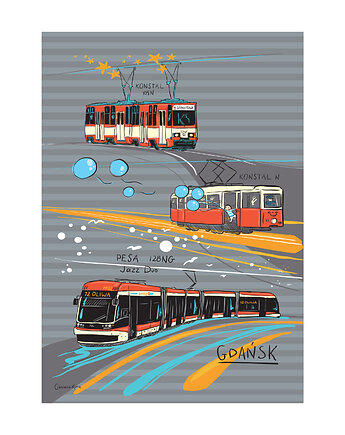 Plakat A4 Gdańsk Tramwaje, Gliniana Kura