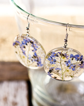Kolczyki z niezapominajkami - żywica, srebro, So Jewelry