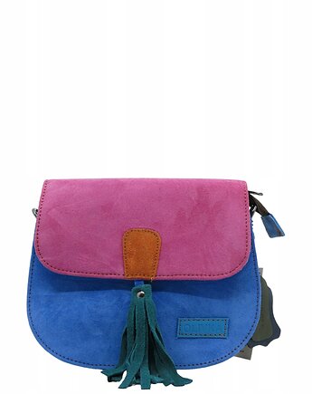 Torebka listonoszka zamszowa damska regulowany pasek kolorowa OLIVKA, Olivka Warsaw