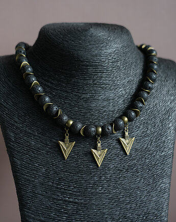 Unikatowy męski naszyjnik z lawy z grotami, AT NOON