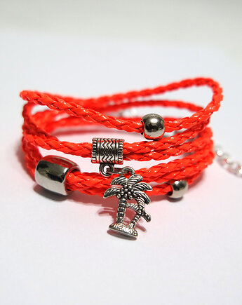 Bransoletka - Pomarańczowa, neonowa palma - owijana, yenoo