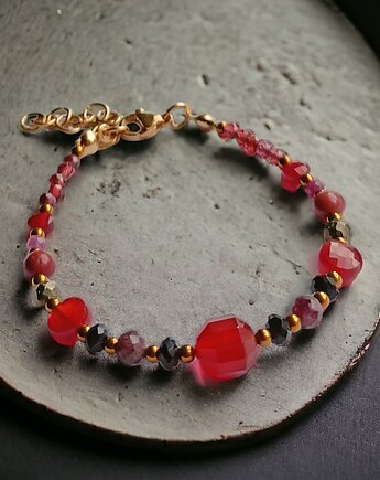 SENSUAL : bransoletka z karneolem, granatem, rubinem., kaktusia