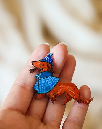 Przypinka jamnik Jan detektyw, Pintura