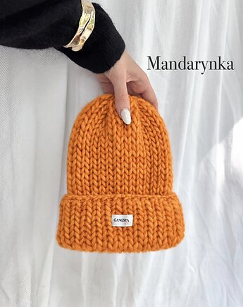 Czapka Lily 100% wełna *mandarynka*, GANGSTA KNIT