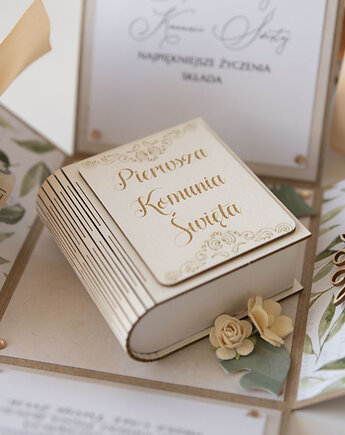 Pamiątka Pierwszej Komunii exploding box kartka 3d, Papiernik
