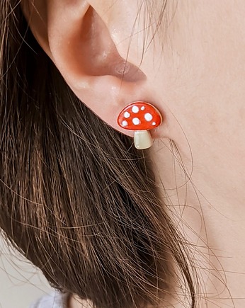 Kolczyki grzybki, muchomor, akcesoria z grzybkiem, biżuteria z muchomorem, Dary Rusałki