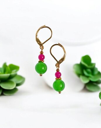 SUMMER COLLECTION : drobne kolczyki : kolorowy jadeit III, kaktusia