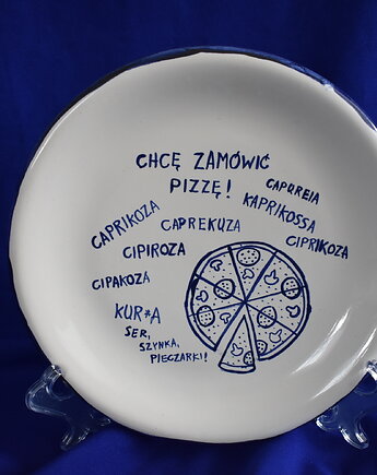 Talerz ceramiczny "Pizza capriciosa", Kobaltowa Sroka