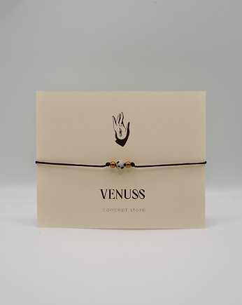 JASPIS DALMATYŃCZYK + hematyty  bransoletka na sznurku, VENUSS concept store