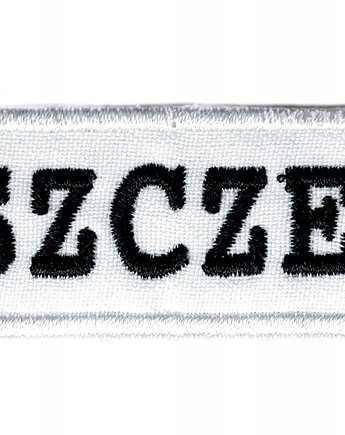 Naszywka naprasowanka I LOVE SZCZECIN termoprylepna haft 11,5x2,5cm, Wyszywane