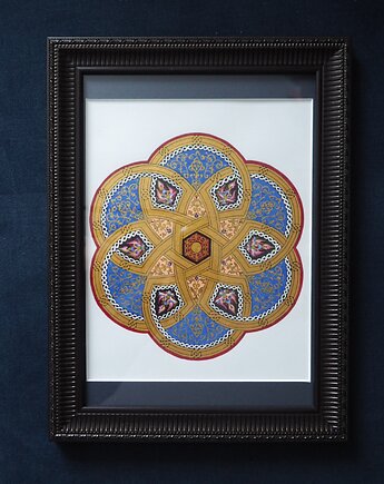 Elegancki obraz ręcznie malowana MANDALA bordo, ka.linea