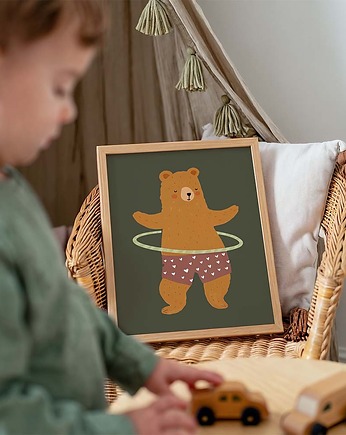 Plakat Miś Hula Hoop - Plakaty Na Ścianę Dla Dzieci, Dekoracjan