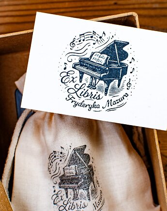 Ekslibris na prezent dla miłośnika książek i muzyka, RetroNadruk