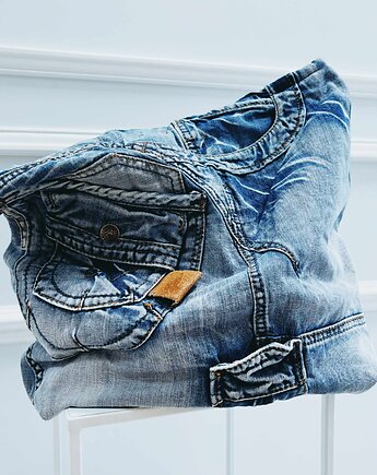 Jeansowa Torba na ramie patchwork ręcznie robiona torba jeansowa torebka jeans, PapillonBYAnn