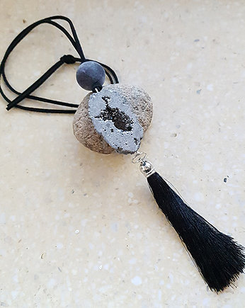 5087 długi naszyjnik agat druzy chwost, kama4you