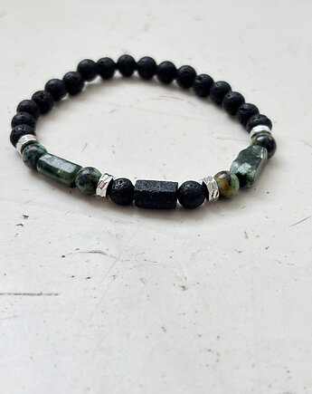 Bransoletka Męska Unikatowa Serafnit i Turmalin, Chmolowska Jewellery