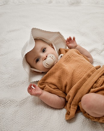 Komplet niemowlęcy- muślin- koszulka i spodnie- Caramel, OSOBY - Prezent dla noworodka
