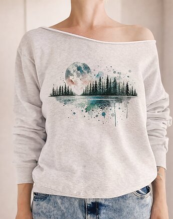 Szara bluza oversize Księżyc Las, ONE MUG A DAY