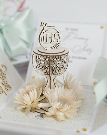 Pamiątka Pierwszej Komunii exploding box kartka 3d, Papiernik