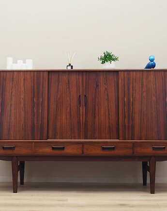 Highboard palisandrowy, duński design, lata 60, produkcja: Dania, Przetwory design