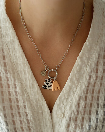 Naszyjnik modern z 2 zawieszkami z gliny polimerowej, Dwie Gliny