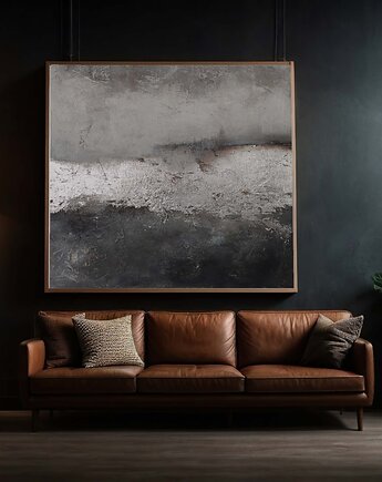 Abstrakcja Loft no.4  SREBRO  kolekcja LOFT Ręcznie malowany obraz Duży format, Diana Abstract Art