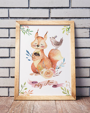 Plakat personalizowany z wiewiórką, landart