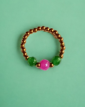 Pierścionek : golden summer II :: jadeit, hematyt., kaktusia