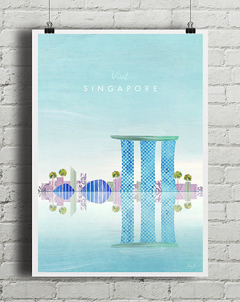 Singapur - vintage plakat art giclee, minimalmill