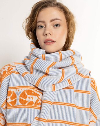 Szalik Nelli z wełny merino  niebieski, Woolish