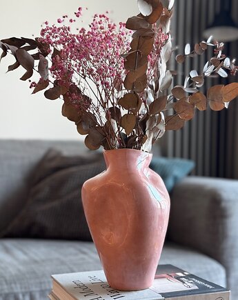 Różowy organiczny wazon ceramiczny, bien.ceramics
