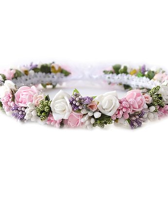 Wianek komunijny  kwiaty kolorowe jak żywe, FILIPOLA