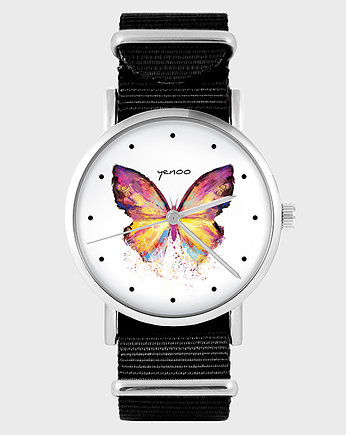Zegarek - Motyl - czarny, nylonowy, yenoo