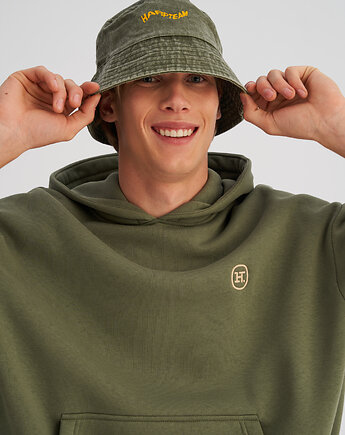 Vintage'owy kapelusz bucket zielony, HARP TEAM