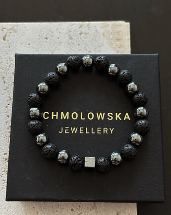 Bransoletka męska Lawa i Hematyt, Chmolowska Jewellery